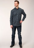 Roper Mens Long Sleeve Button New Star Foulard Western Shirt - Roper