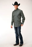 Roper Mens Long Sleeve Button Honeycomb Foulard Western Shirt - Roper