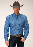 Roper Mens Long Sleeve Button Horseman Oxford Western Shirt - Roper