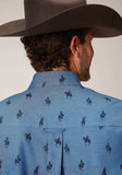 Roper Mens Long Sleeve Button Horseman Oxford Western Shirt - Roper