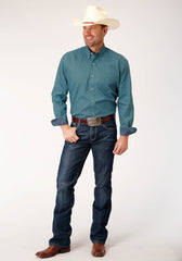 Roper Mens Long Sleeve Button Circuit Foulard Western Shirt - Roper