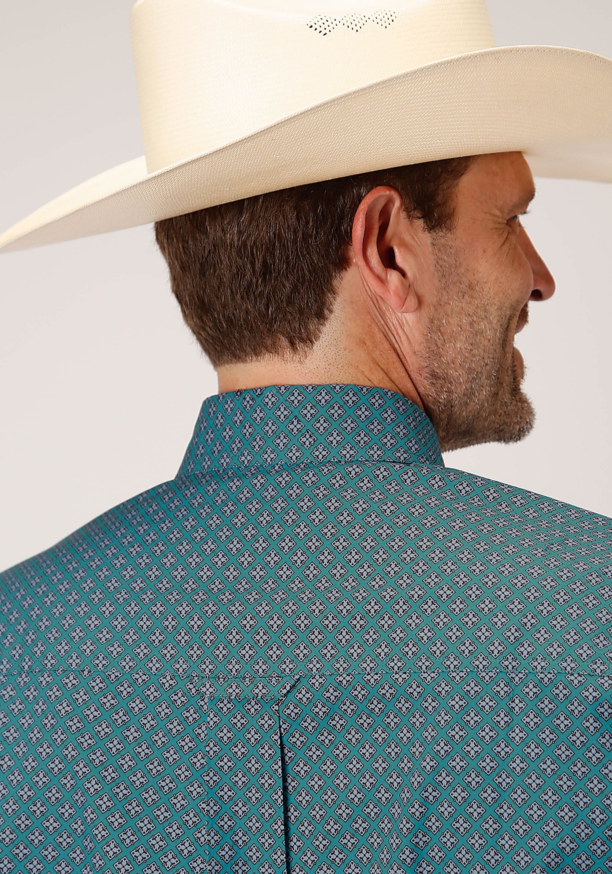 Roper Mens Long Sleeve Button Circuit Foulard Western Shirt - Roper