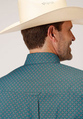 Roper Mens Long Sleeve Button Circuit Foulard Western Shirt