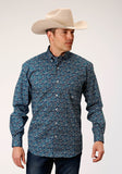 Roper Mens Long Sleeve Button Purple Sage Paisley Western Shirt - Roper