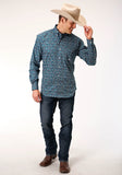 Roper Mens Long Sleeve Button Purple Sage Paisley Western Shirt - Roper
