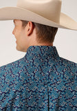 Roper Mens Long Sleeve Button Purple Sage Paisley Western Shirt - Roper
