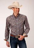 Roper Mens Long Sleeve Button Country Paisley Western Shirt - Roper