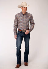 Roper Mens Long Sleeve Button Country Paisley Western Shirt - Roper - Flyclothing LLC