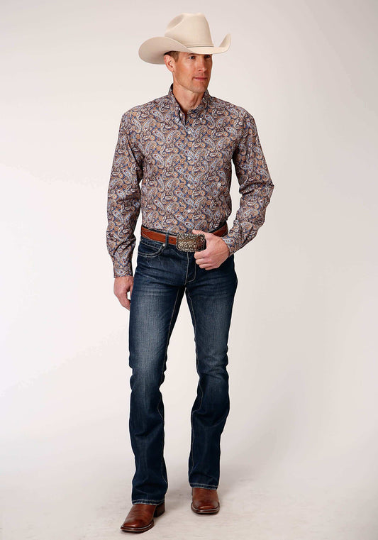 Roper Mens Long Sleeve Button Country Paisley Western Shirt - Roper - Flyclothing LLC