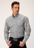 Roper Mens Long Sleeve Button Line Paisley Western Shirt - Roper