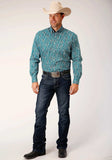 Roper Mens Long Sleeve Button Upstream Paisley Western Shirt - Roper