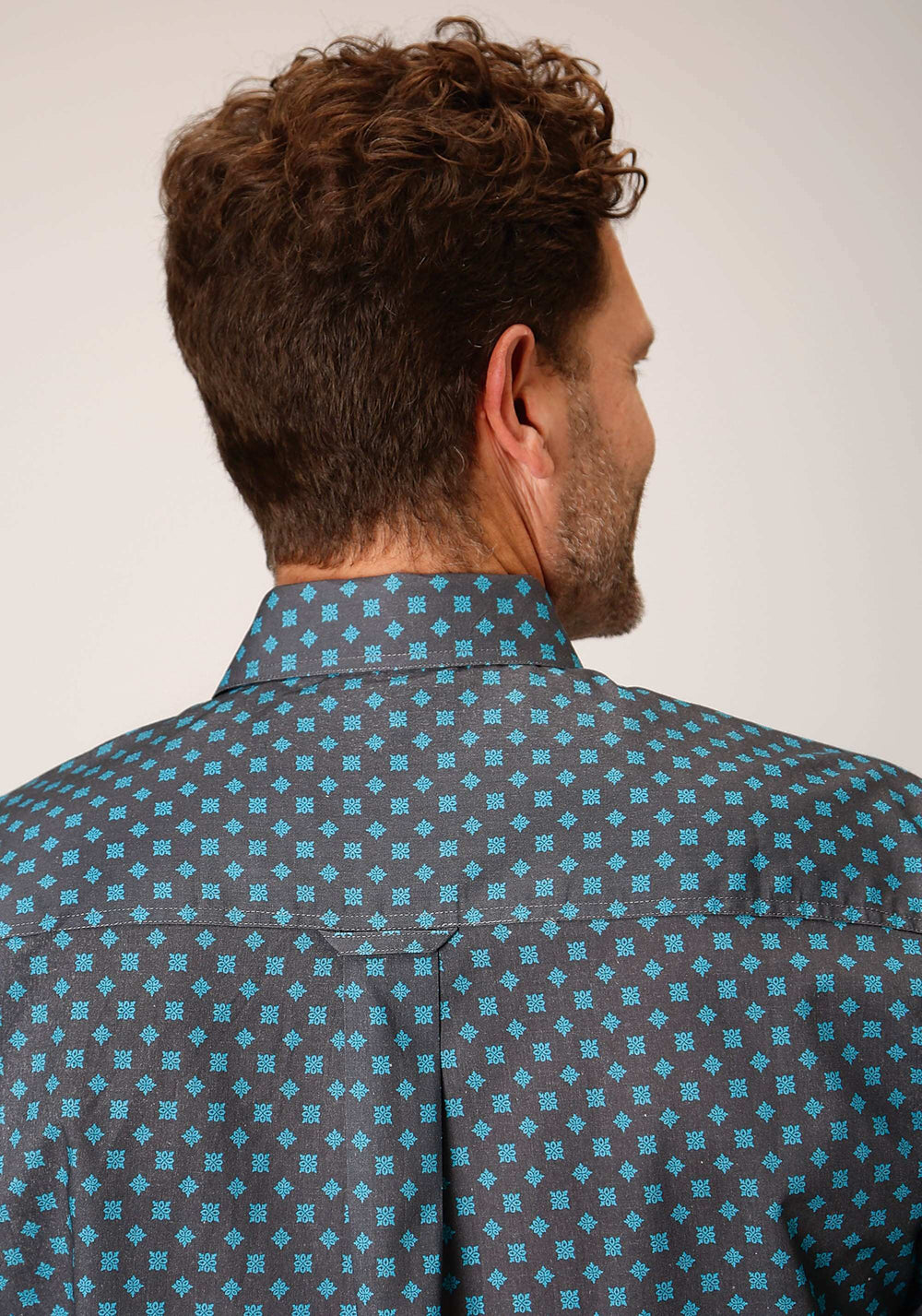 Roper Mens Long Sleeve Button Grey Cottage Foulard Western Shirt - Roper - Flyclothing LLC