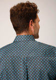 Roper Mens Long Sleeve Button Grey Cottage Foulard Western Shirt - Roper