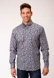 Roper Mens Long Sleeve Button Liberty Paisley Western Shirt - Roper