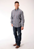 Roper Mens Long Sleeve Button Liberty Paisley Western Shirt - Roper