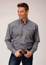 Roper Mens Long Sleeve Button Valley Paisley Western Shirt - Roper - Flyclothing LLC