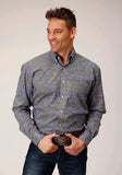 Roper Mens Long Sleeve Button Valley Paisley Western Shirt - Roper