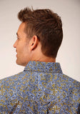 Roper Mens Long Sleeve Button Valley Paisley Western Shirt - Roper