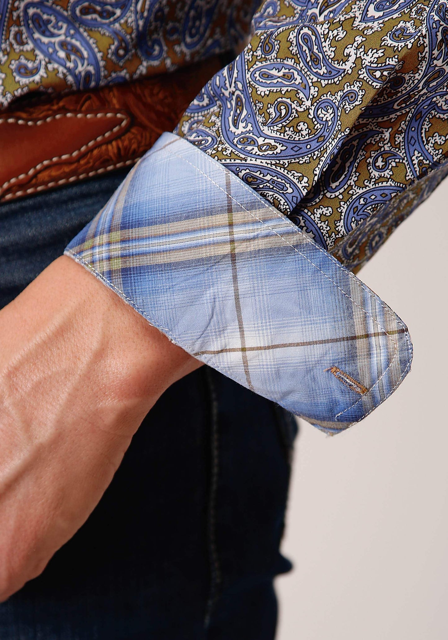 Roper Mens Long Sleeve Button Valley Paisley Western Shirt - Roper - Flyclothing LLC