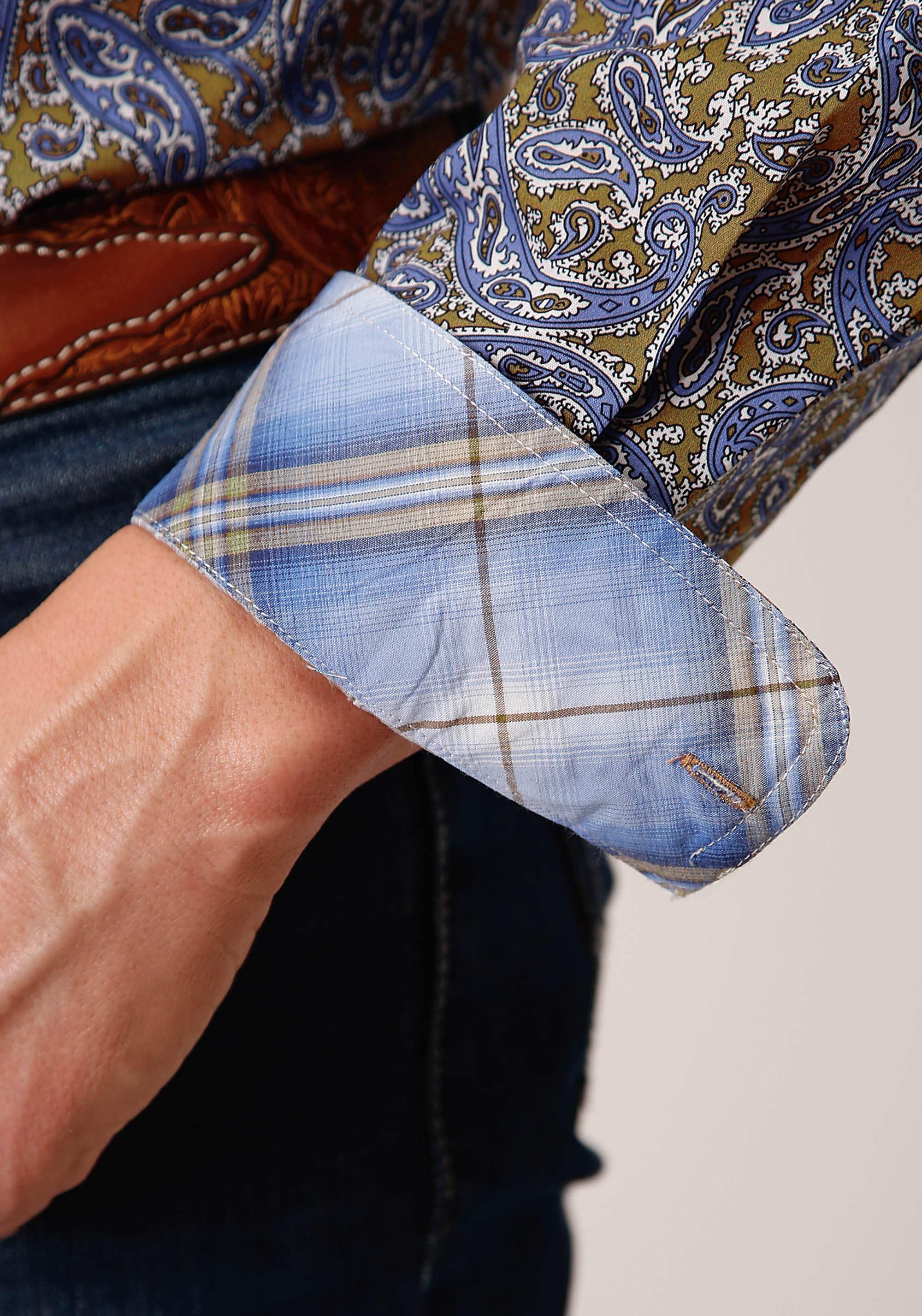 Roper Mens Long Sleeve Button Valley Paisley Western Shirt - Roper - Flyclothing LLC