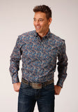 Roper Mens Long Sleeve Button Independence Foulard Western Shirt - Roper