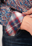 Roper Mens Long Sleeve Button Independence Foulard Western Shirt - Roper