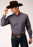 Roper Mens Long Sleeve Button Plum Foulard Western Shirt - Roper