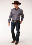 Roper Mens Long Sleeve Button Plum Foulard Western Shirt - Roper
