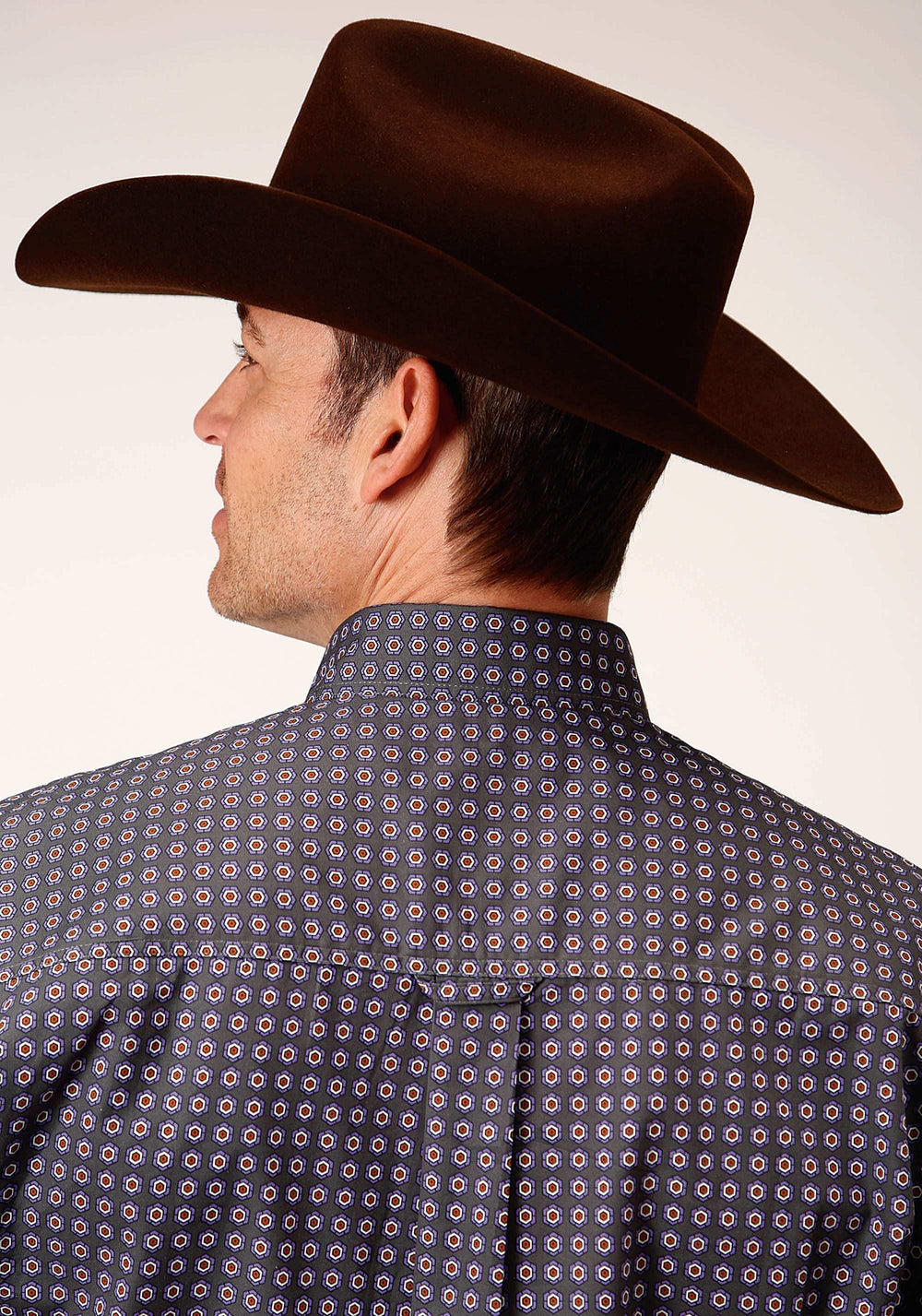 Roper Mens Long Sleeve Button Plum Foulard Western Shirt - Roper - Flyclothing LLC