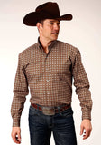 Roper Mens Long Sleeve Button Cinnamon Foulard Western Shirt - Roper