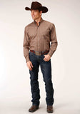 Roper Mens Long Sleeve Button Cinnamon Foulard Western Shirt - Roper