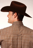 Roper Mens Long Sleeve Button Cinnamon Foulard Western Shirt - Roper
