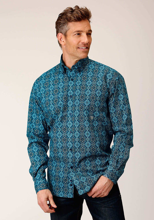 Roper Mens Long Sleeve Button Gothic Medallion Western Shirt - Roper - Flyclothing LLC