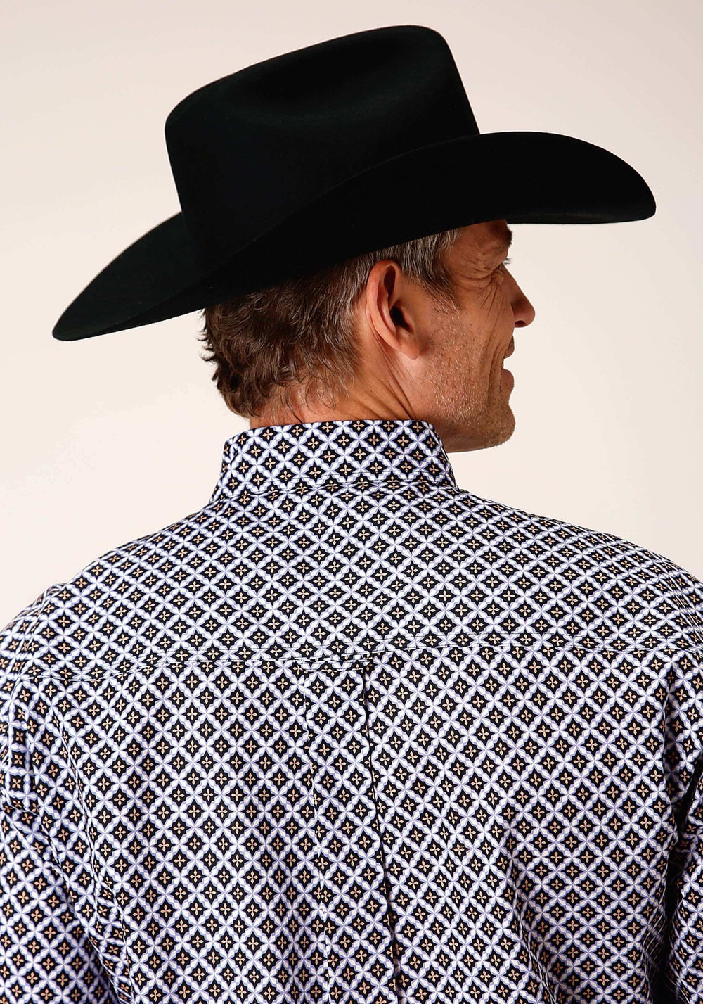 Roper Mens Long Sleeve Button Tile Pattern Foulard Western Shirt - Roper - Flyclothing LLC