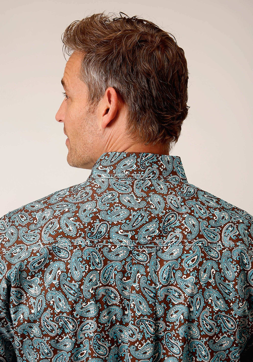 Roper Mens Long Sleeve Button Turquoise Mine Paisley Western Shirt - Roper - Flyclothing LLC