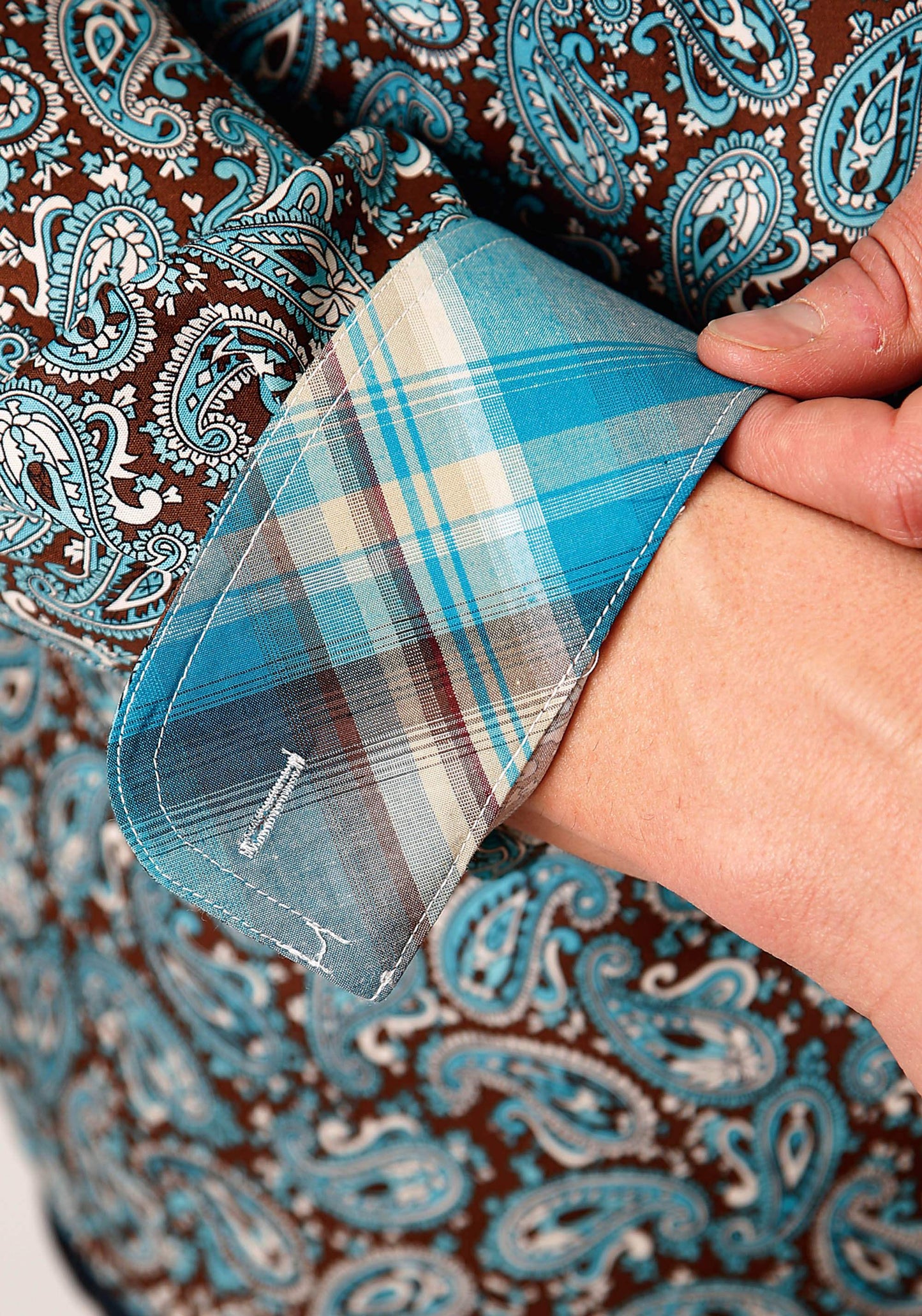 Roper Mens Long Sleeve Button Turquoise Mine Paisley Western Shirt - Roper - Flyclothing LLC