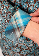 Roper Mens Long Sleeve Button Turquoise Mine Paisley Western Shirt - Roper - Flyclothing LLC