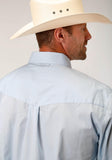 Roper Mens Blue Solid Long Sleeve Western Button Shirt - Roper
