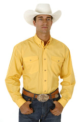 Roper Mens Yellow Solid Long Sleeve Western Button Shirt