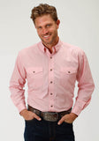 Roper Mens Pink Solid Long Sleeve Western Button Shirt - Roper
