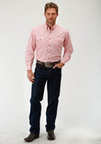 Roper Mens Pink Solid Long Sleeve Western Button Shirt - Roper