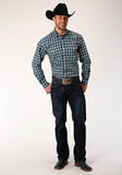 Roper Mens Long Sleeve Button Small Black Ombre Western Shirt - Roper