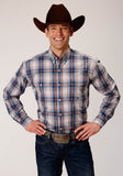 Roper Mens Long Sleeve Button Vintage Plaid Western Shirt - Roper