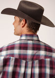 Roper Mens Long Sleeve Button Wine Plaid Western Shirt - Roper