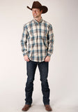 Roper Mens Long Sleeve Button Cocao Plaid Western Shirt - Roper