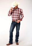 Roper Mens Long Sleeve Button Red Ombre Western Shirt - Roper