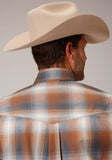 Roper Mens Long Sleeve Button Copper Ombre Plaid Western Shirt - Roper