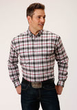 Roper Mens Long Sleeve Button Classic Ombre Stretch Poplin Western Shirt - Roper