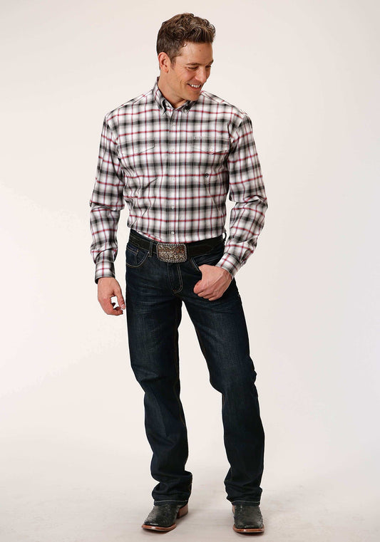 Roper Mens Long Sleeve Button Classic Ombre Stretch Poplin Western Shirt - Roper - Flyclothing LLC