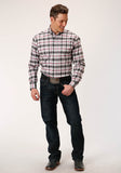 Roper Mens Long Sleeve Button Classic Ombre Stretch Poplin Western Shirt - Roper
